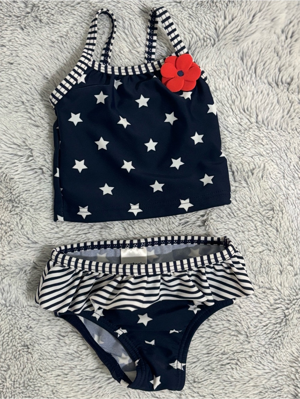 Carter’s Newborn 2 piece Stars and Stripes ruffle swimsuit